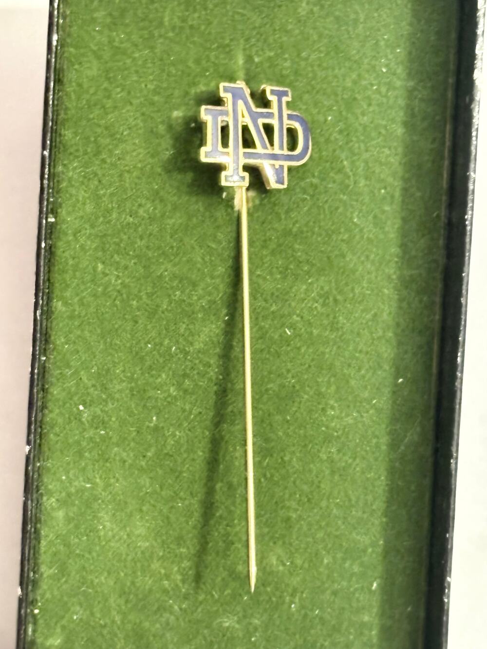 Vintage Notre Dame ND Blue Enamel Stick Pin